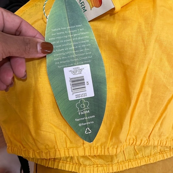 Farm Rio Summer Party Croop yellow One-Shoulder tank Top New - Picture 13 of 13